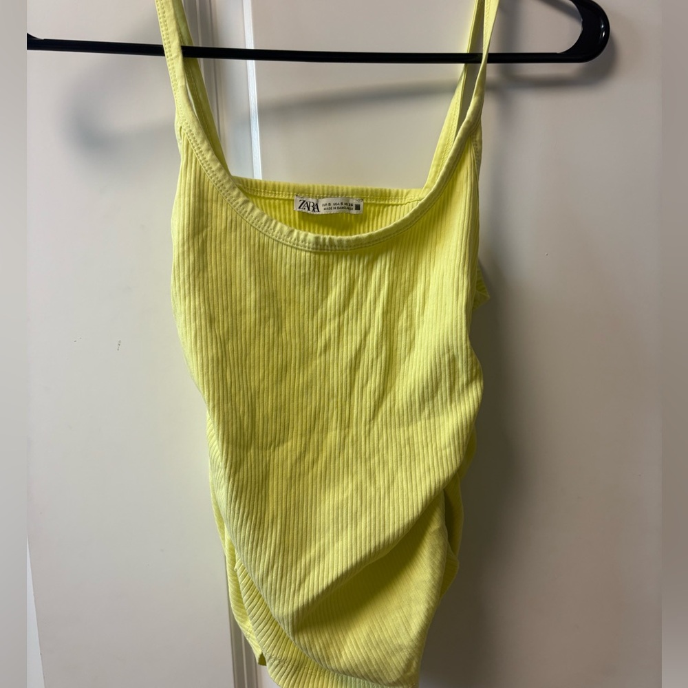 Zara Lemon Ribbed Bodysuit